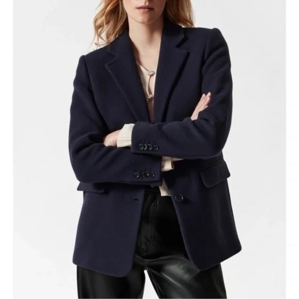 & OTHER STORIES OVERSIZED WOMEN’S WOOL BLEND BLAZER NAVY SIZE 10 NWOT